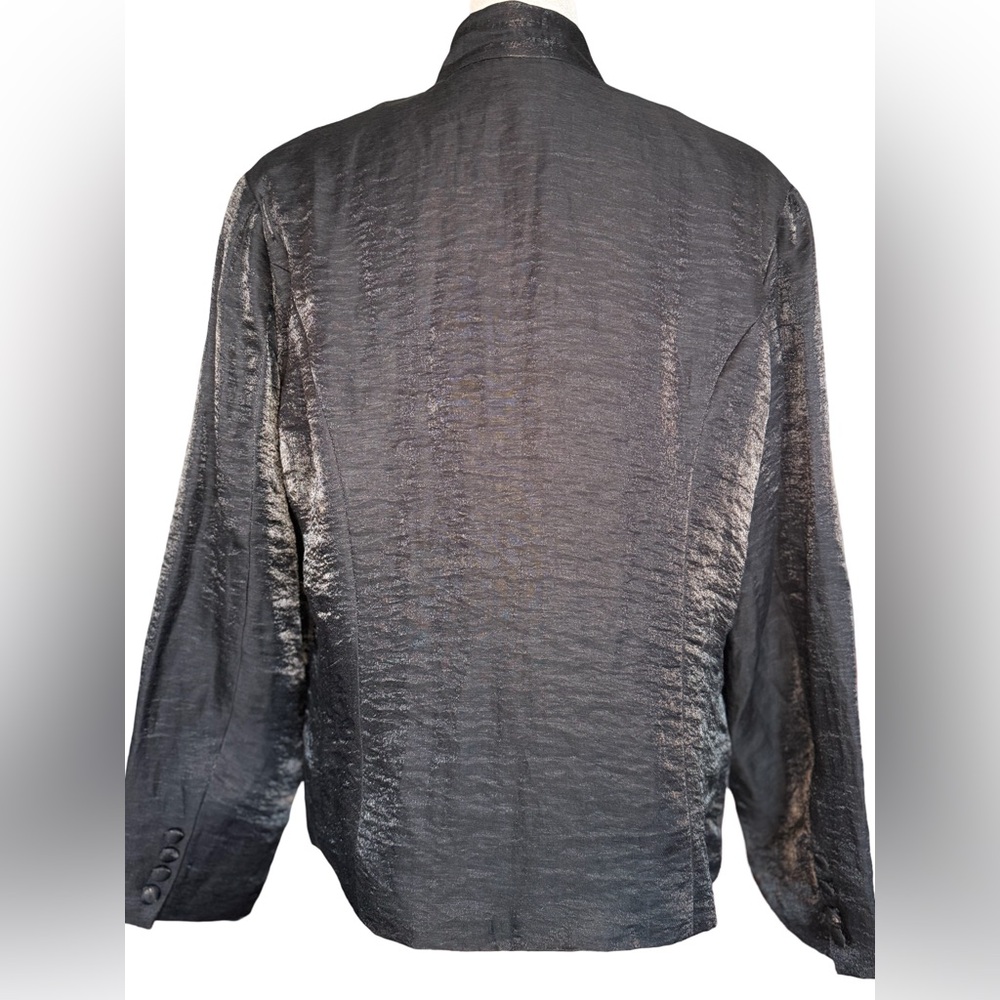 Chico's Long Sleeved Textured Black Jacket Party Ready Color Black Size L - Picture 2 of 7